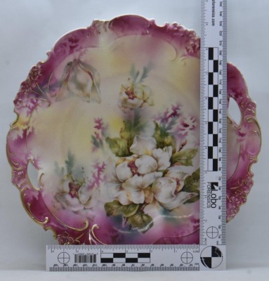 R.S. Prussia Mold 404 10.25"d cake plate, Magnolias, circle mold mark - 6