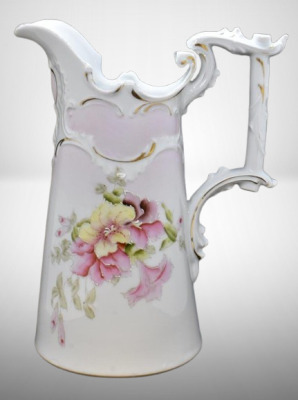 R.S. Prussia Old Mold 9.5"h pitcher, floral design