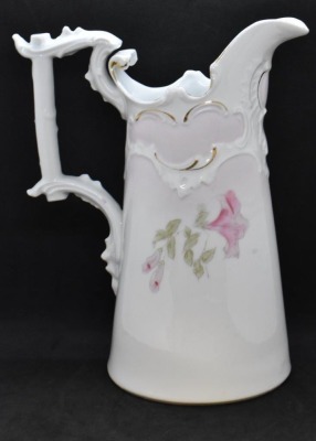 R.S. Prussia Old Mold 9.5"h pitcher, floral design - 3