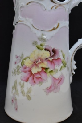 R.S. Prussia Old Mold 9.5"h pitcher, floral design - 5