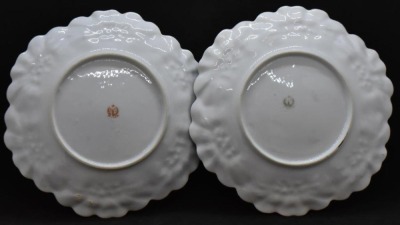 (6) R.S. Prussia Sunflower Mold 7.5"d plates, pink rose clusters, red mark - 5