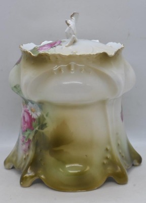 Mrkd. R.S. Germany (RSP Mold 643) 7.5"h biscuit/ cracker jar, Reflecting Poppies and Daisies - 2