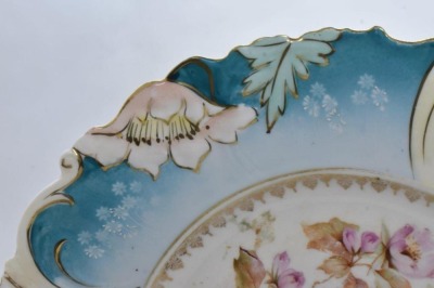 Mrkd. R.S. Germany Steeple Mold 3 10.5"d cake plate, floral design, Steeple Mark 3 - 3