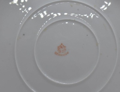 Mrkd. R.S. Germany Steeple Mold 3 10.5"d cake plate, floral design, Steeple Mark 3 - 5