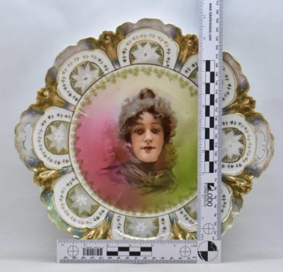 R.S. Prussia Mold 256 11.5" cake plate featuring Flossie portrait - 6