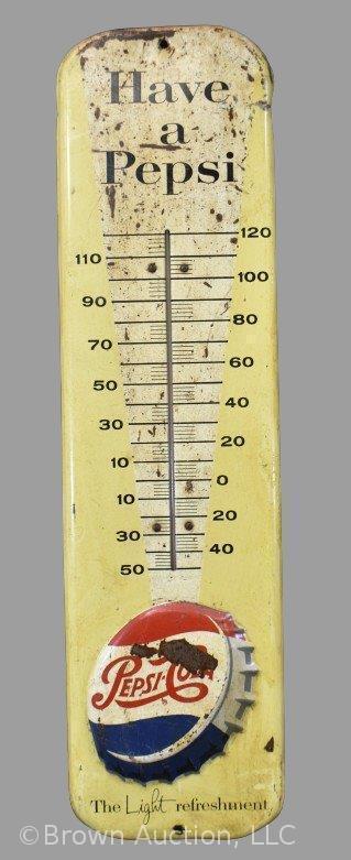 1950's Pepsi-Cola advertising thermometer, 27" x 7.5"