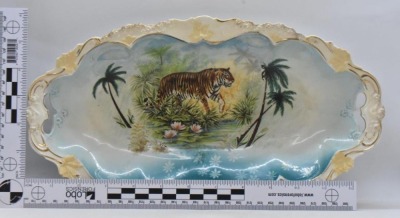 R.S. Germany (Steeple Mark 3) 13" x 7.25" celery tray, Tiger transfer - 7