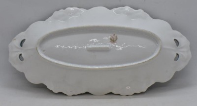 R.S. Prussia Icicle Mold 12" x 6" relish tray, Swans on Lake, red mark - 6