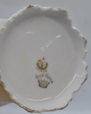 R.S. Prussia Mold 501 9.5"h chocolate pot, large pink roses, red mark - 7