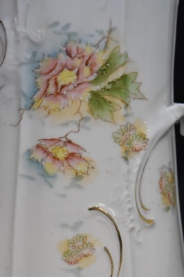 Handpainted porcelain 6"h vase, scattered flowers, star mold mark - 6