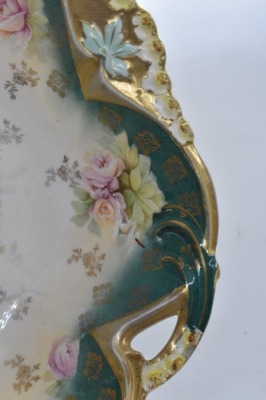 Mrkd. R.S. Germany (Steeple Mark 3) 10.5"d bowl, pink roses - 3