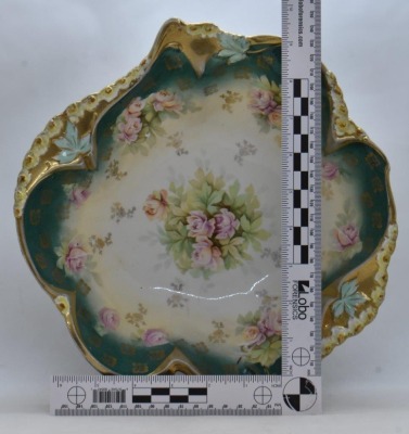 Mrkd. R.S. Germany (Steeple Mark 3) 10.5"d bowl, pink roses - 6