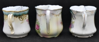 (3) R.S. Prussia 3.5" shaving mugs, all floral, 1-red mark - 2