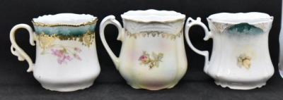 (3) R.S. Prussia 3.5" shaving mugs, all floral, 1-red mark - 3