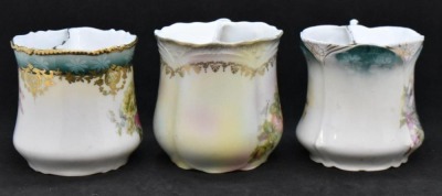 (3) R.S. Prussia 3.5" shaving mugs, all floral, 1-red mark - 4