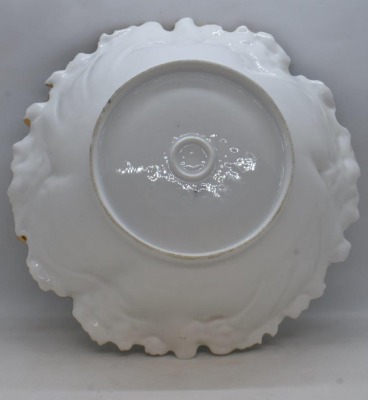 (2) R.S. Prussia Mold 57 10.5"d bowls: 1-pink roses; 1-lilac Clematis, circle mold marks - 12