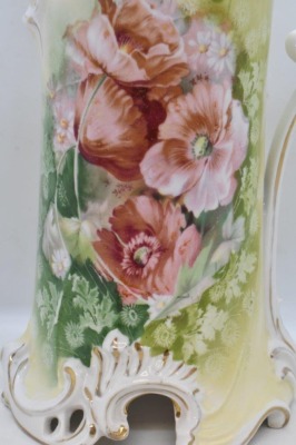 R.S. Prussia Mold 58612"h tankard, Poppies, red mark - 6