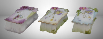 (3) RSP trinket/ match cov. boxes, floral designs and mold