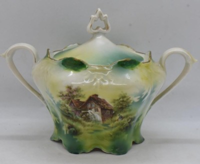 (3) Handpainted porcelain sugar bowls, different decorations and molds - 11