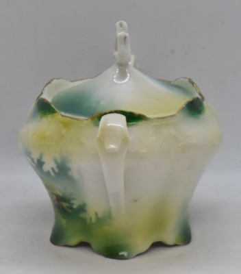 (3) Handpainted porcelain sugar bowls, different decorations and molds - 13