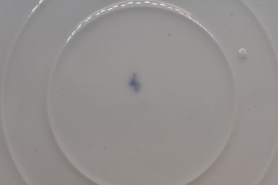 (2) Handpainted porcelain cobalt plates w/ flowers and decorative stenciling - 10