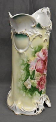 R.S. Prussia Mold 586 12"h tankard, pink poppies, red mark - 3