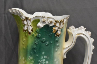 Mrkd. R.S. Germany (Steeple Mark 3) 14"h tankard, mixed flowers, Steeple Mold 7 - 3