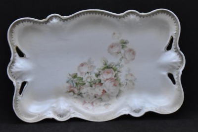 (2) R.S. Prussia dresser trays, 11.5" x 7.5", roses, 1 w/ red mark - 2