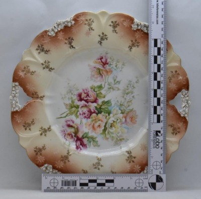 (2) R.S. Prussia 10.75"d cake plates, floral decorations - 6