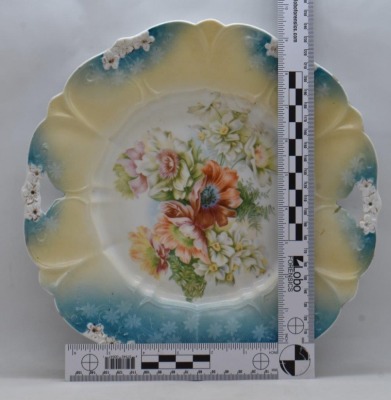 (2) R.S. Prussia 10.75"d cake plates, floral decorations - 11