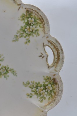 (3) R.S. Prussia Mold 182 10"d cake plates, all have floral designs, red mark - 3