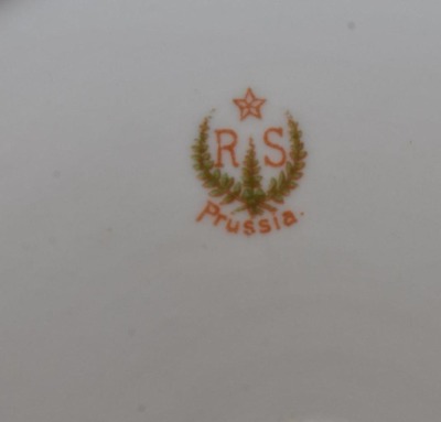 (2) R.S. Prussia Mold 78 cake plates, both have multi-colored flowers, red marks - 12