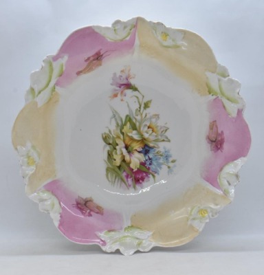 (2) R.S. Prussia 10"d bowls, floral designs and floral border molds - 2