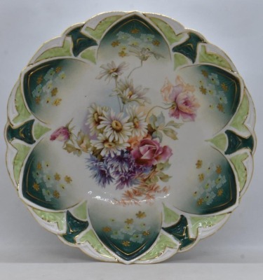 (2) R.S. Prussia 10"d bowls, floral designs - 10