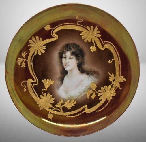 Royal Vienna Ophelia portrait plate, artist signed