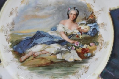 R.S. Prussia Mold 343 10"d cake plate, Flora figural decoration - 4