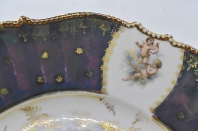 R.S. Prussia Mold 343 10"d cake plate, Flora figural decoration - 5