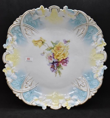 Mrkd. Germany Saxe Altenburg 12"d plate, floral design and border - 3