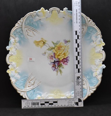 Mrkd. Germany Saxe Altenburg 12"d plate, floral design and border - 7