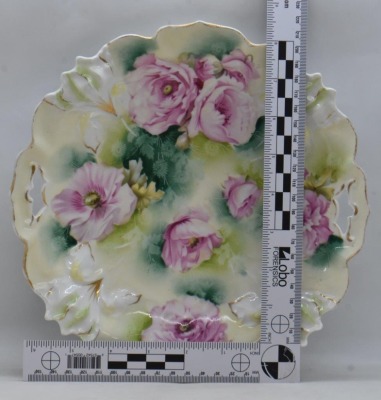 (2) R.S. Prussia Lily Mold cake plates, floral designs - 7