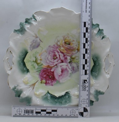 (2) R.S. Prussia Lily Mold cake plates, floral designs - 15