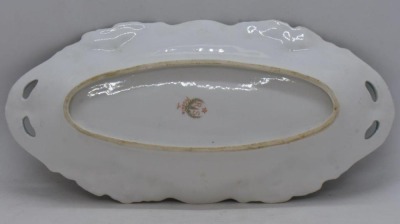 R.S. Prussia Icicle Mold relish tray, 9.5" x 4.5", Swans on Lake, red mark - 3