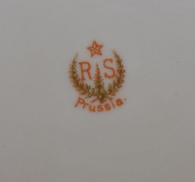 (3) R.S. Prussia Mold 90 9"d plates, fruit and floral designs, red marks - 5