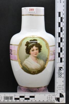 Mrkd. Royal Vienna/ Germany 8.5"h vase, LeBrun I portrait - 8