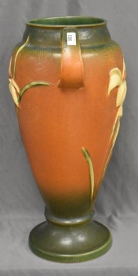 Roseville Zephyr Lily 141-15" vase, green/ brown - 4