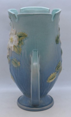 Roseville White Rose 986-9" vase, blue - 2