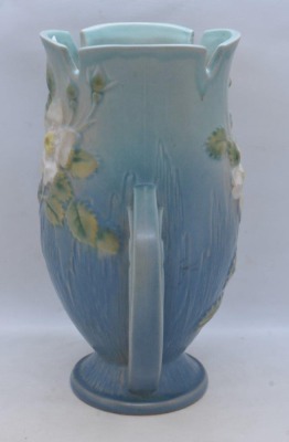 Roseville White Rose 986-9" vase, blue - 4