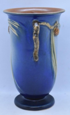 Roseville Pine Cone 907-7" vase, blue - 2