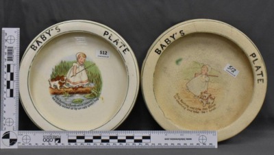 Pair of Roseville Juvenile Nursery Rhyme Baby Plates: Baby Bunting scenes - 11