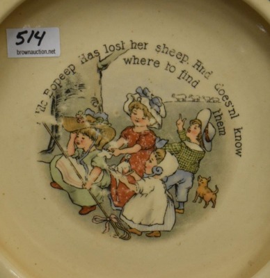 Pair of Roseville Juvenile Nursery Rhyme Baby Plates: Bo Peep and Tom Thumb - 3